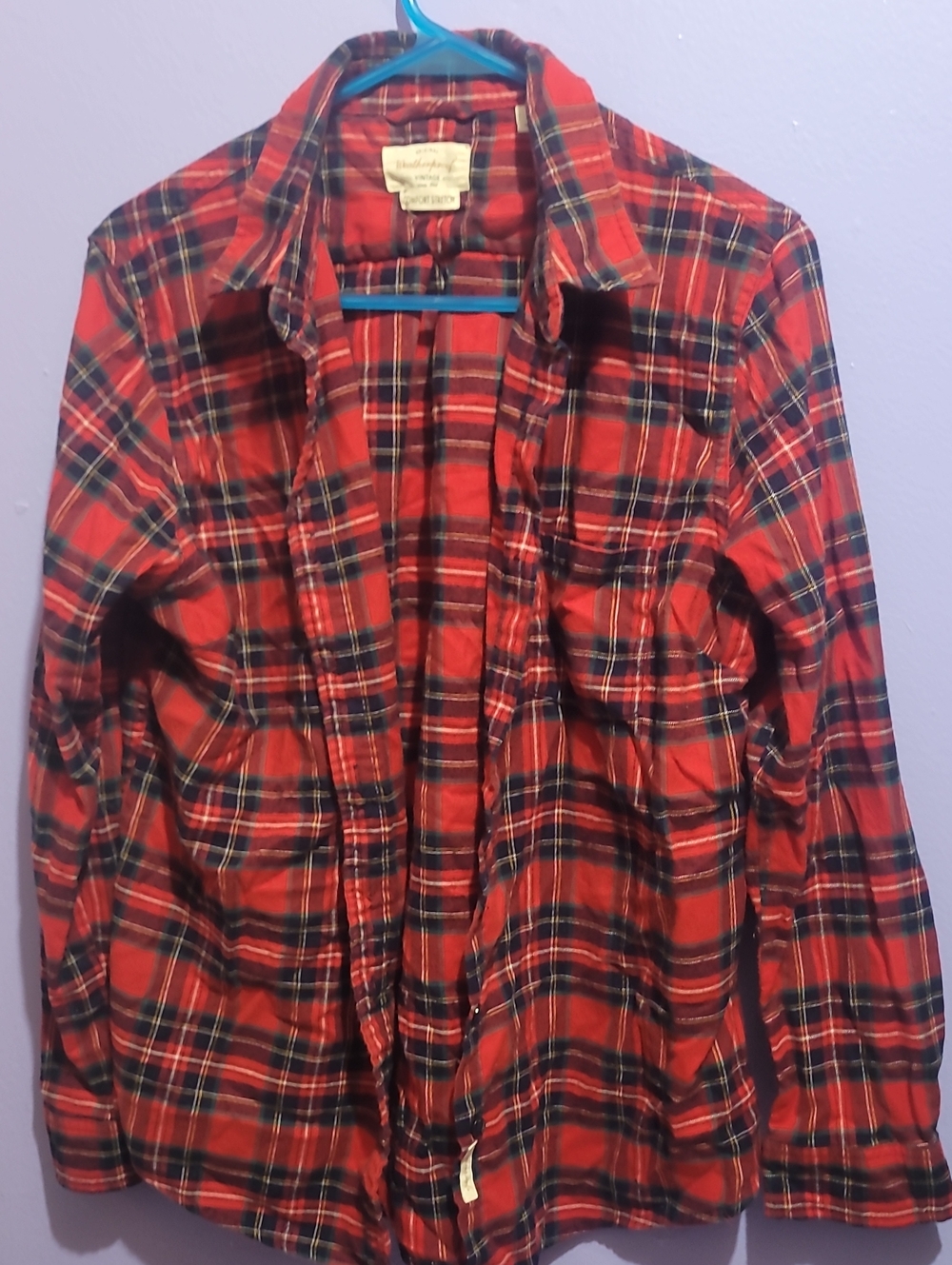 Weatherproof Red and Black Plaid Men's Button-Down Shirt